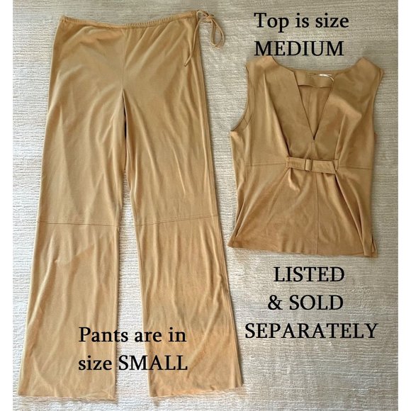 Max Studio Golden Yellow Drawstring Womens Pants Sz S Microfiber Faux Suede - Picture 5 of 12